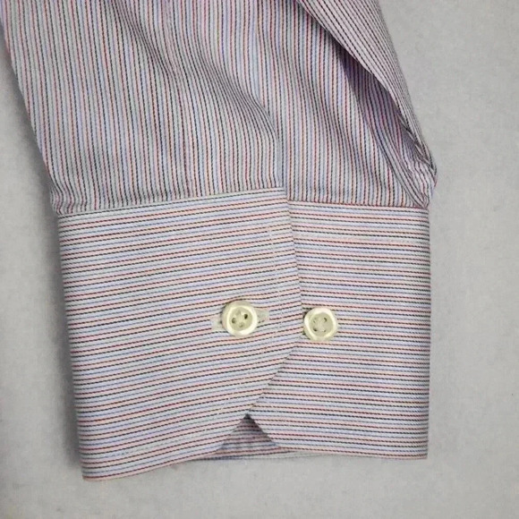 Brooks Brothers Mens Regent Dress Shirt Sz 16 4-5 Non Iron Red Blue Pinstripe - Picture 10 of 16
